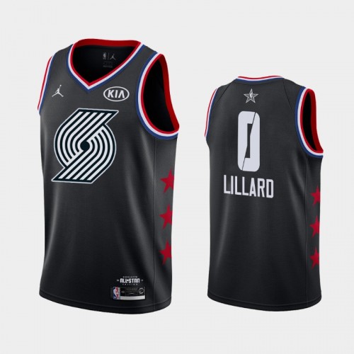 Men Portland Trail Blazers 2019 All-Star Game #0 Damian Lillard Black Finished Jersey