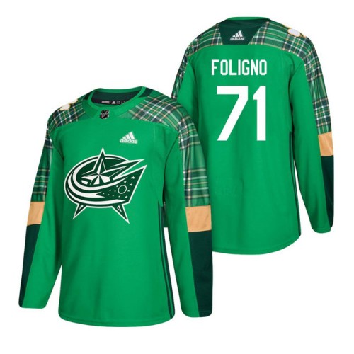 #71 Nick Foligno 2018 St. Patrick's Day Jersey Green