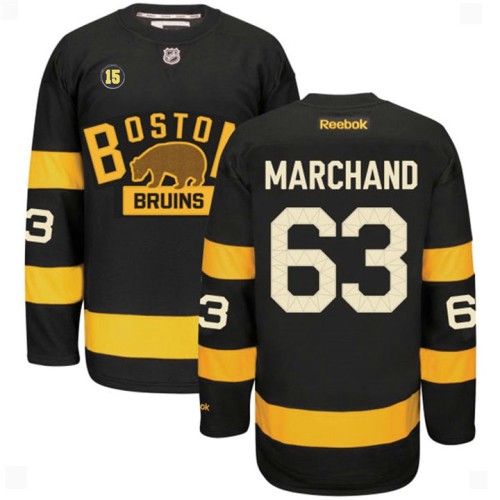Brad Marchand #63 Black Milt Schmidt Number 15 Patch Alternate Premier Jersey