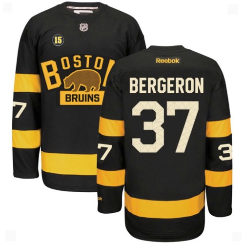 Patrice Bergeron #37 Black Milt Schmidt Number 15 Patch Alternate Premier Jersey