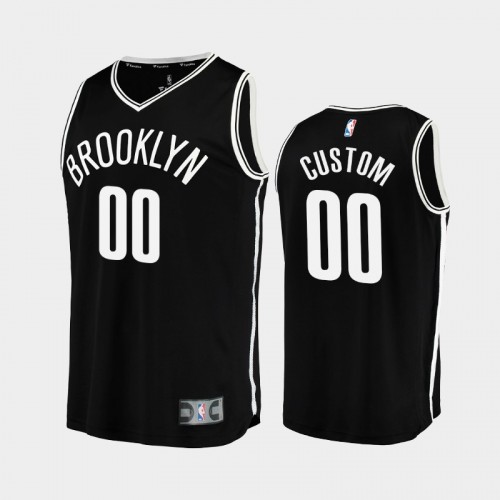 Men Brooklyn Nets Custom #00 Black 2021-22 Replica Icon Edition Jersey