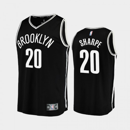 Men Brooklyn Nets DayRon Sharpe #20 Black 2021-22 Replica Icon Edition Jersey