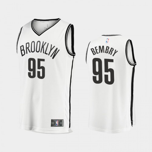 Men Brooklyn Nets DeAndre' Bembry #95 White 2021-22 Replica Association Edition Jersey