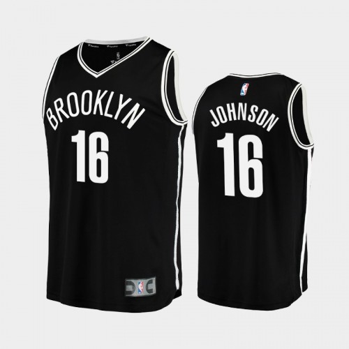 Men Brooklyn Nets James Johnson #16 Black 2021-22 Replica Icon Edition Jersey