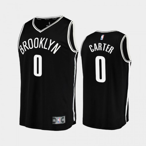 Men Brooklyn Nets Jevon Carter #0 Black 2021-22 Replica Icon Edition Jersey