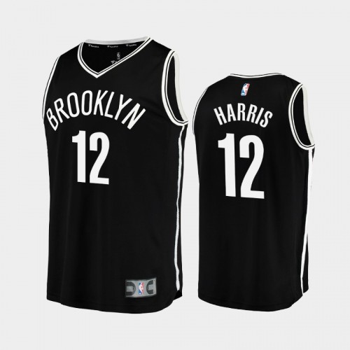 Men Brooklyn Nets Joe Harris #12 Black 2021-22 Replica Icon Edition Jersey