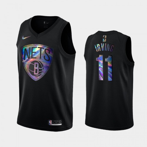 Brooklyn Nets #11 Kyrie Irving Black Iridescent Holographic Limited Edition Jersey