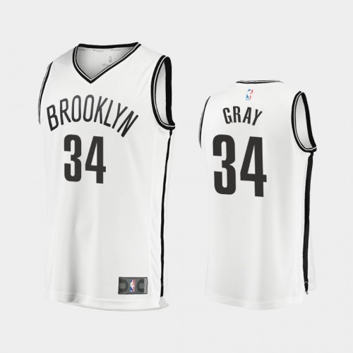 Men Brooklyn Nets RaiQuan Gray #34 White 2021-22 Replica Association Edition Jersey