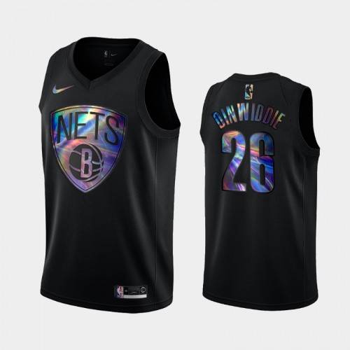 Brooklyn Nets #26 Spencer Dinwiddie Black Iridescent Holographic Limited Edition Jersey