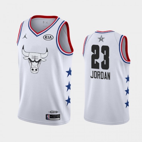 Men Chicago Bulls 2019 All-Star Game #23 Michael Jordan White Finished Jersey