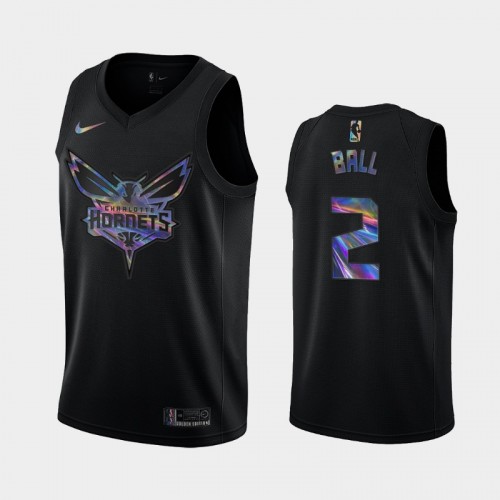 Charlotte Hornets #2 LaMelo Ball Black Iridescent Holographic Limited Edition Jersey