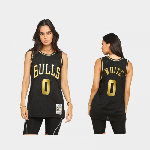 Chicago Bulls #0 Coby White Black 2021 Golden Edition Hardwood Classics Limited Allocation Jersey
