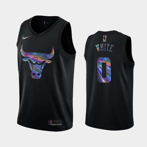 Chicago Bulls #0 Coby White Black Iridescent Holographic Limited Edition Jersey