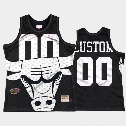 Men Chicago Bulls #00 Custom Black Big Face 3.0 Jersey - Fashion Tank