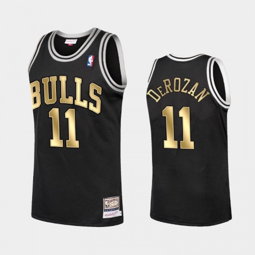 Men Chicago Bulls #11 DeMar DeRozan Black 2021 Hardwood Classics Golden Authentic 2021 Trade Jersey