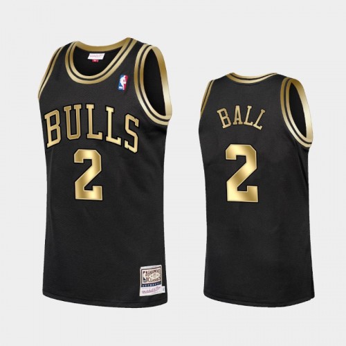 Men Chicago Bulls #2 Lonzo Ball Black Hardwood Classics HWC Mesh Jersey