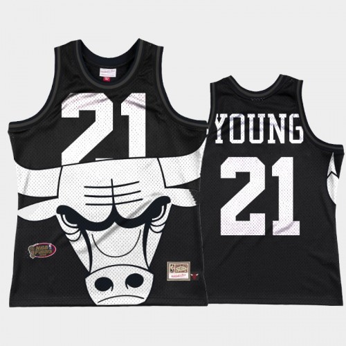 Men Chicago Bulls #21 Thaddeus Young Black Big Face 3.0 Jersey - Fashion Tank