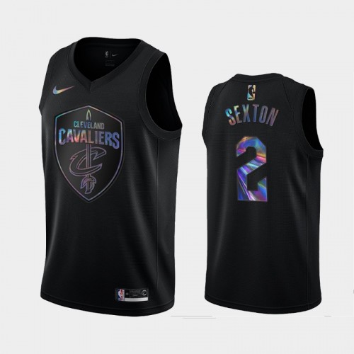 Cleveland Cavaliers #2 Collin Sexton Black Iridescent Holographic Limited Edition Jersey