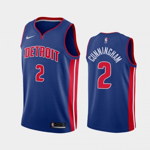 Men Detroit Pistons #2 Cade Cunningham Blue 2021 NBA Draft No.1 Icon Edition Jersey
