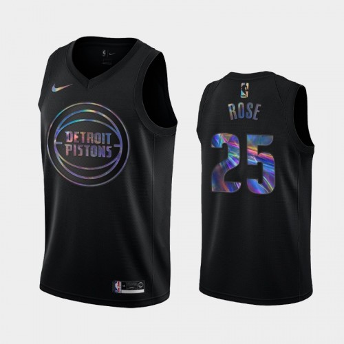 Detroit Pistons #25 Derrick Rose Black Iridescent Holographic Limited Edition Jersey