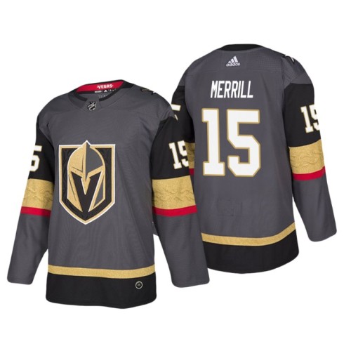 #15 Jon Merrill Home Authentic Player Grey jersey