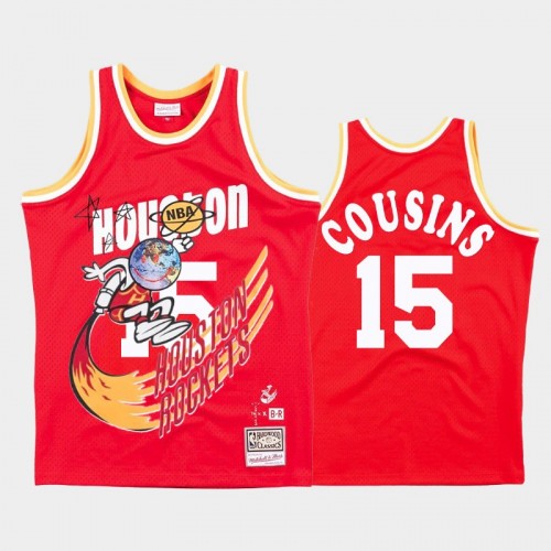 Men Houston Rockets #15 DeMarcus Cousins Red BR Remix Travis Sott Hardwood Classics Jersey