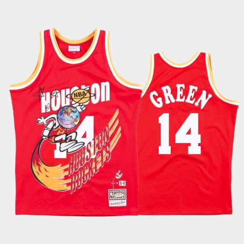 Men Houston Rockets #14 Gerald Green Red BR Remix Travis Sott Hardwood Classics Jersey