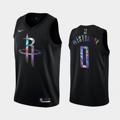 Houston Rockets #0 Russell Westbrook Black Iridescent Logo Holographic HWC Limited Jersey