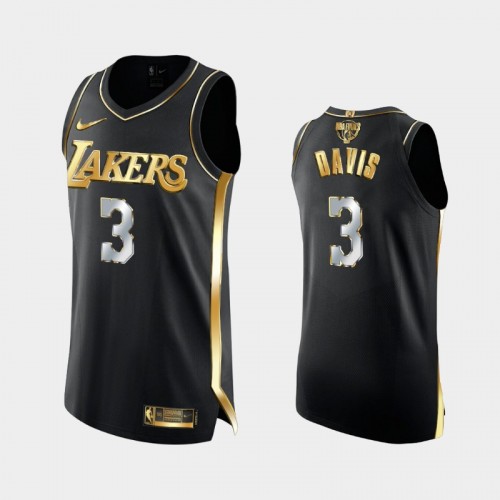 Los Angeles Lakers Anthony Davis #3 Black 2020 NBA Finals Authentic Golden Limited Edition Jersey