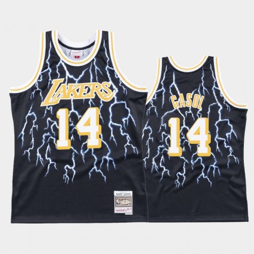 Men Los Angeles Lakers #14 Marc Gasol Black Lightning Hardwood Classics Jersey