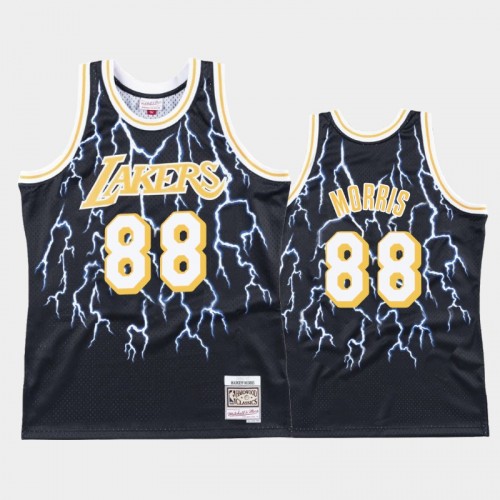 Men Los Angeles Lakers #88 Markieff Morris Black Lightning Hardwood Classics Jersey