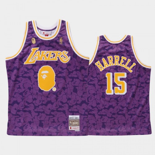 Men Los Angeles Lakers #15 Montrezl Harrell Purple BAPE X Mitchell Ness Hardwood Classics Jersey