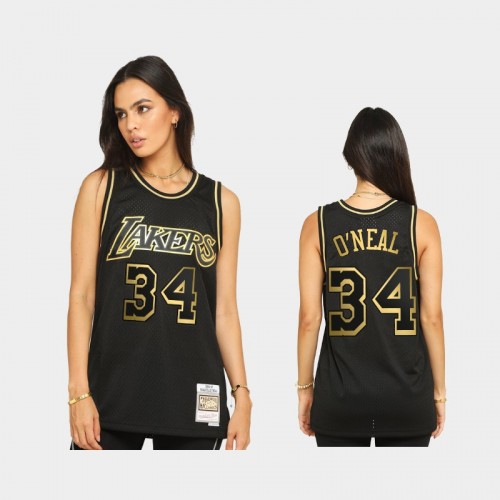 Los Angeles Lakers #34 Shaquille O'Neal Black 2021 Golden Edition Hardwood Classics Limited Allocation Jersey