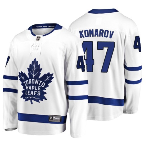 #47 Leo Komarov 2018 Fanatics Branded Breakaway White Away jersey