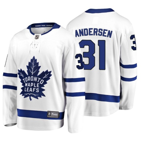 #31 Frederik Andersen 2018 Fanatics Branded Breakaway White Away jersey