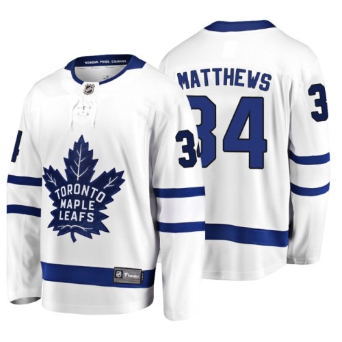 #34 Auston Matthews 2018 Fanatics Branded Breakaway White Away jersey