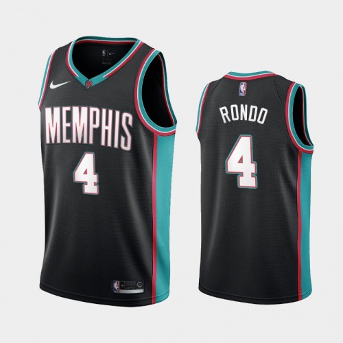 Men Memphis Grizzlies #4 Rajon Rondo Black 2021 Hardwood Classics Jersey