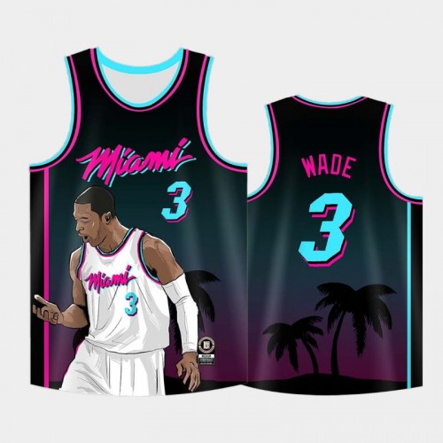 Men Miami Heat Dwyane Wade #3 Pink Legend Special Image Replica Jersey