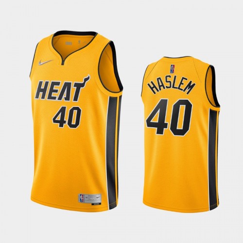 Men Miami Heat Udonis Haslem #40 Gold Earned Edition Jersey