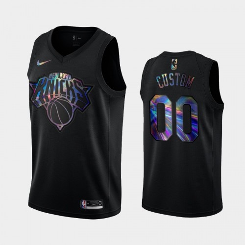 New York Knicks #00 Custom Black Iridescent Holographic Limited Edition Jersey