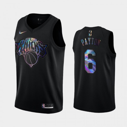 New York Knicks #6 Elfrid Payton Black Iridescent Holographic Limited Edition Jersey
