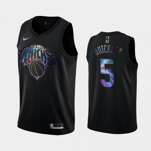 New York Knicks #5 Immanuel Quickley Black Iridescent Holographic Limited Edition Jersey