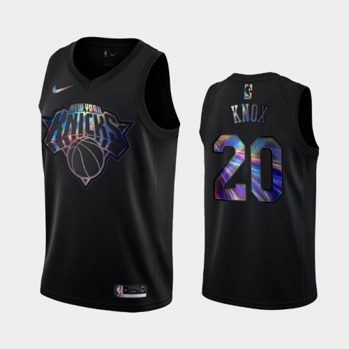 New York Knicks #20 Kevin Knox Black Iridescent Holographic Limited Edition Jersey