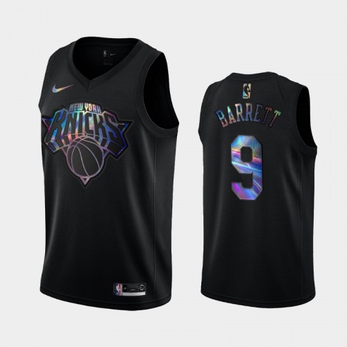 New York Knicks #9 RJ Barrett Black Iridescent Holographic Limited Edition Jersey
