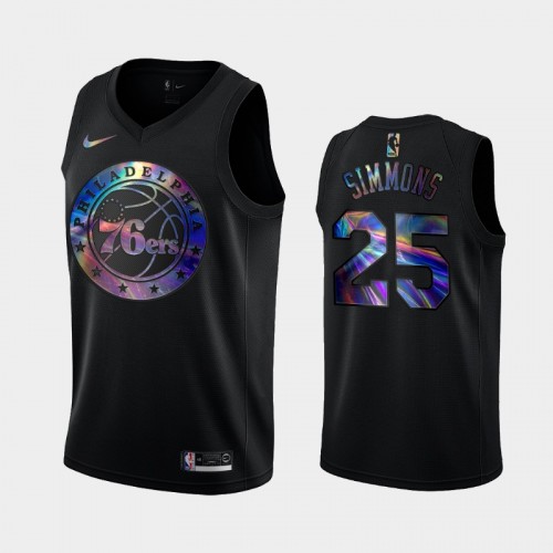 Philadelphia 76ers #25 Ben Simmons Black Iridescent Holographic Limited Edition Jersey
