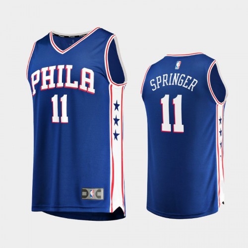 Men Philadelphia 76ers #11 Jaden Springer Royal 2021 NBA Draft 1st Round Pick 2021 NBA Draft Replica Jersey