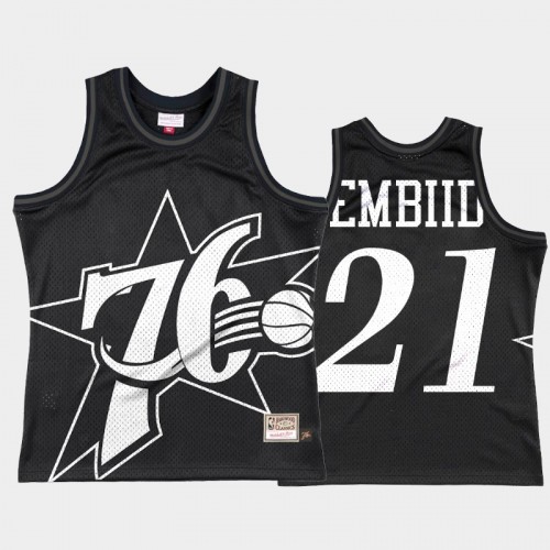 Men Philadelphia 76ers #21 Joel Embiid Black Big Face 3.0 Jersey - Fashion Tank