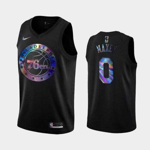 Philadelphia 76ers #0 Tyrese Maxey Black Iridescent Holographic Limited Edition Jersey