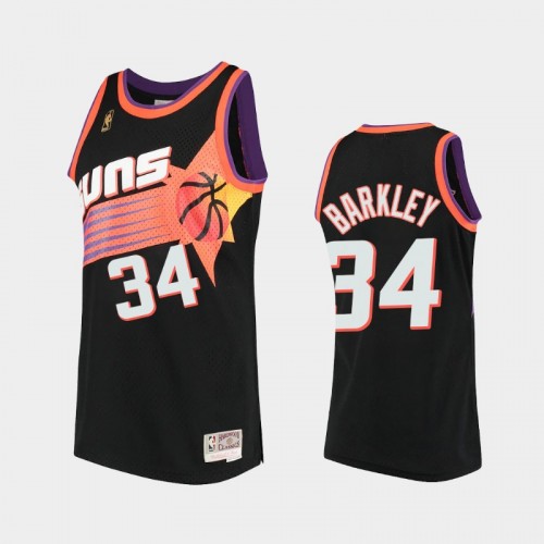 Men Phoenix Suns #34 Charles Barkley Black Hardwood Classics Throwback 90s Jersey