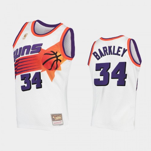Men Phoenix Suns #34 Charles Barkley White Hardwood Classics Authentic Jersey